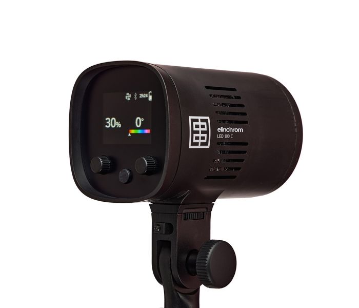 Elinchrom LED 100 C - Dual Head Kit - rear slant, RGB control panel 