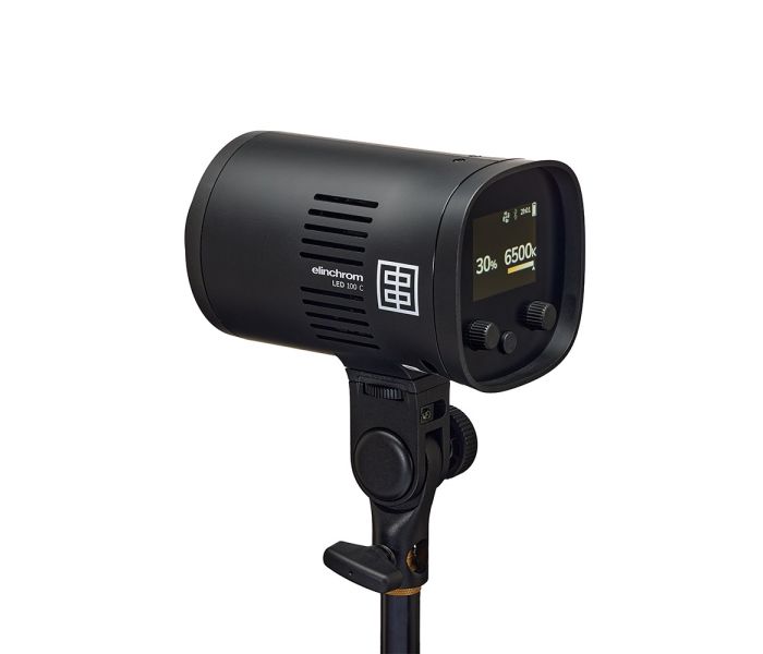 Elinchrom LED 100 C - Dual Head Kit - rear slant with no diffuser attached, on colour temperature control 