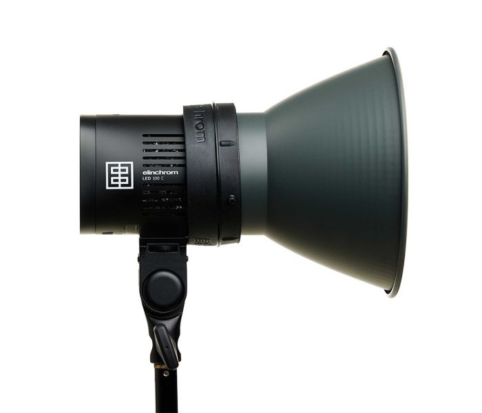 Elinchrom OCF Hyper Performance Reflector - side on, fit example on LED 100 C (LIGHT HEAD/STAND NOT INCLUDED)