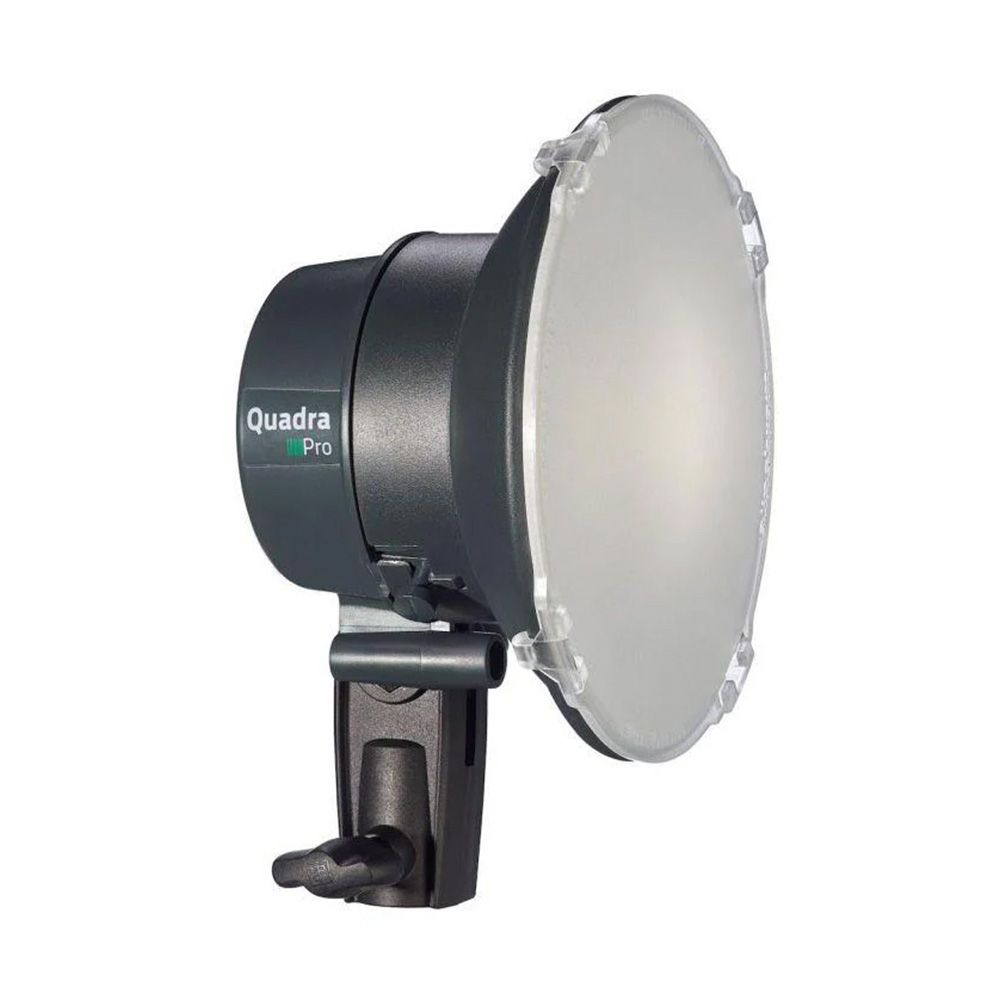 Elinchrom Quadra Pro (S) Head - front slant with diffuser attached 