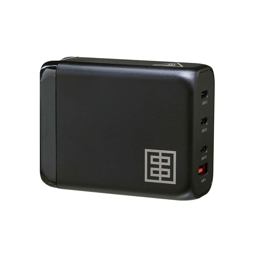 Elinchrom 100W USB-C Wall Charger Kit - Charger/Cable/UK & EU Plugs - side/rear slant 