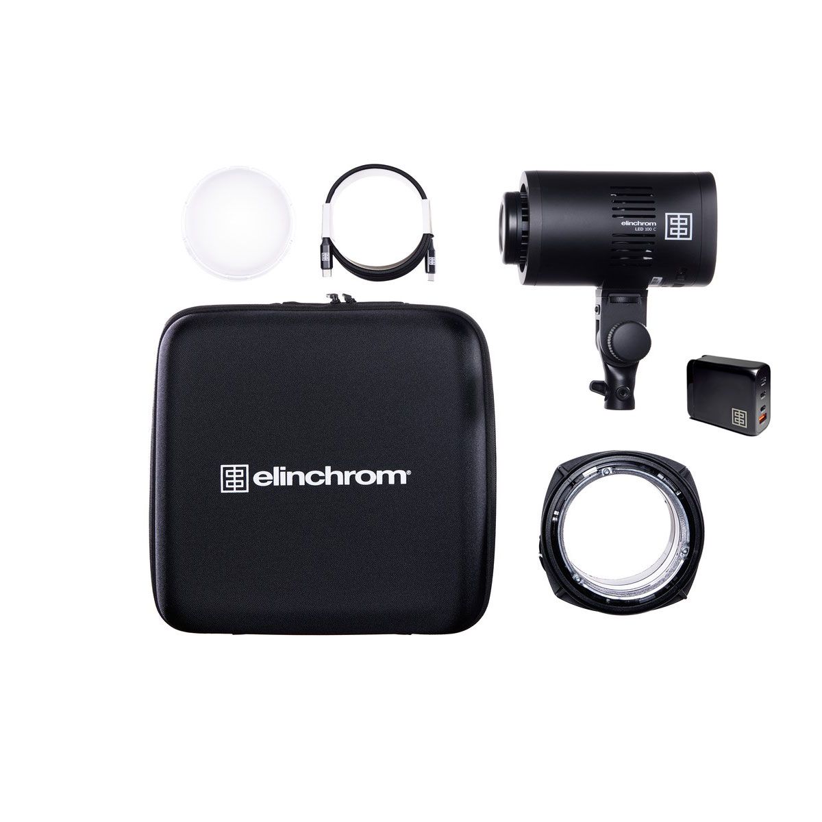 Elinchrom LED 100 C with 100W Fast Charger - Single Head Kit - box contents