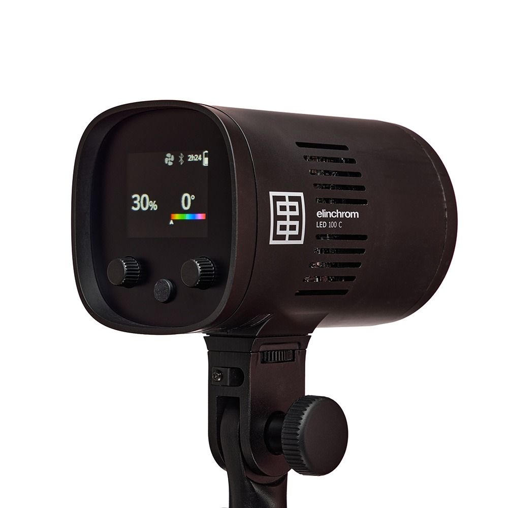 Elinchrom LED 100 C - Dual Head Kit - rear slant, RGB control panel 