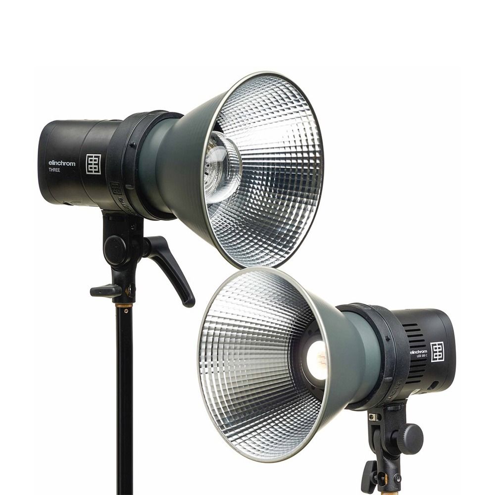 Elinchrom OCF Hyper Performance Reflector - example fit on LED 100C & THREE (LIGHT HEADS/STANDS NOT INCLUDED)